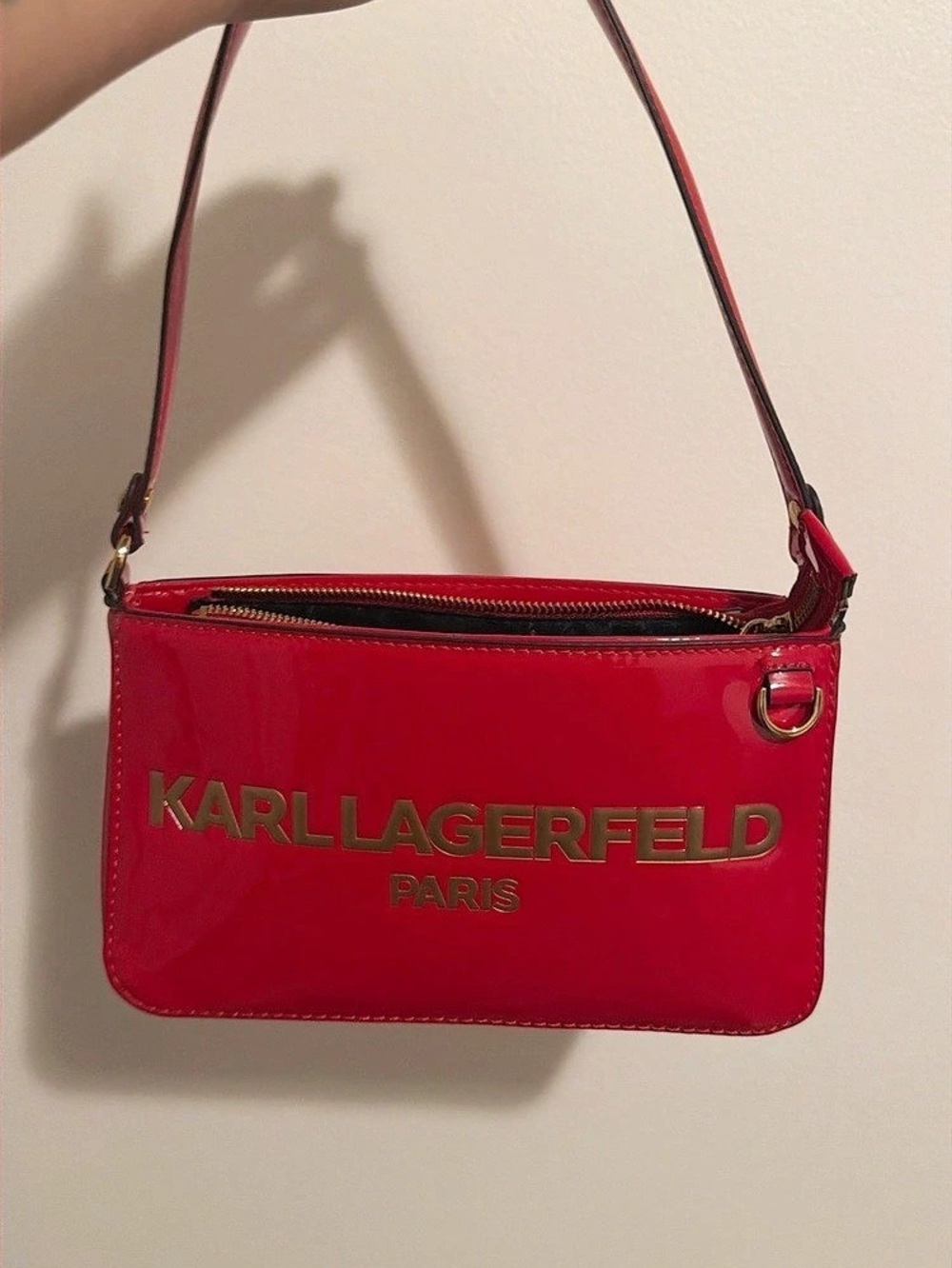 Karl Lagerfeld Red Patent Crossbody Bag Like New